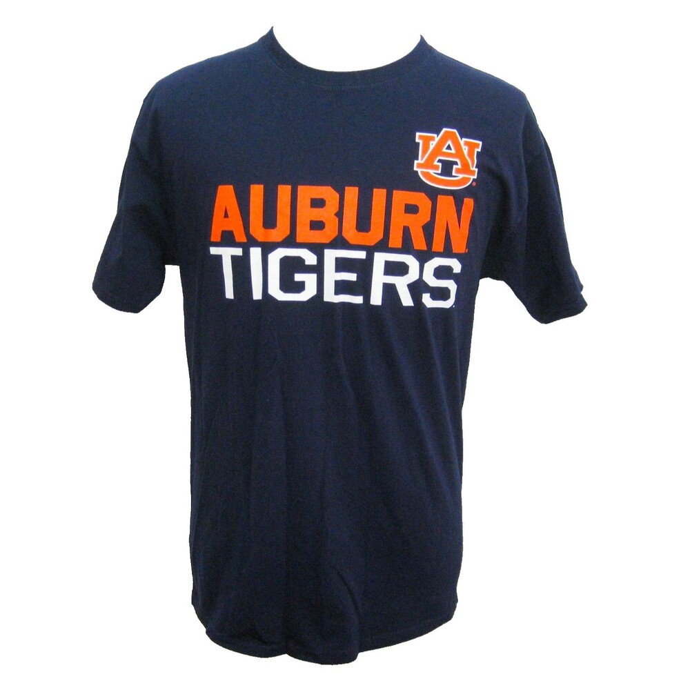 Auburn Tigers T-Shirt Mens Large Russell Blue Short Sleeve Graphic Logo Cotton